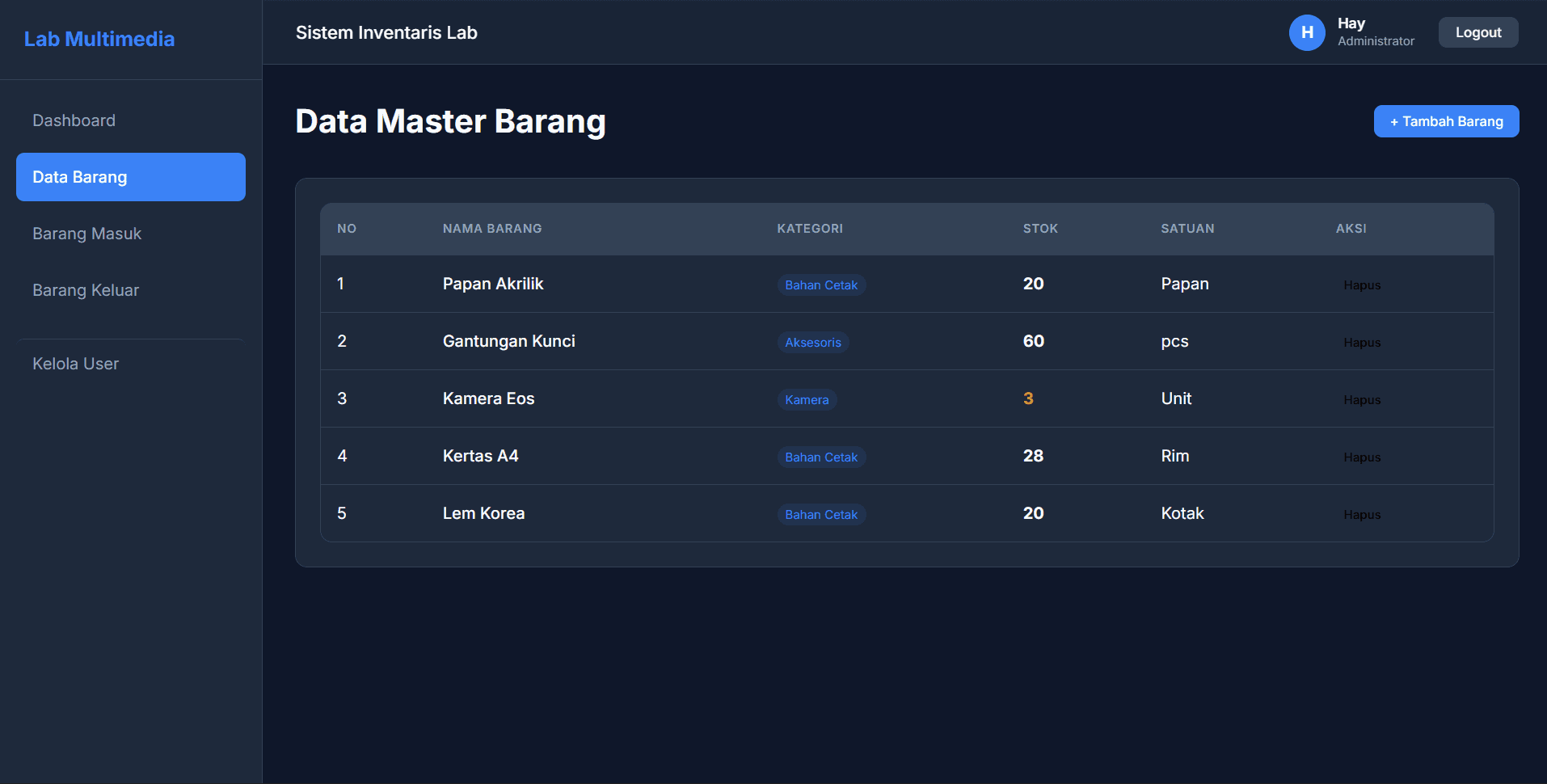 Item database view